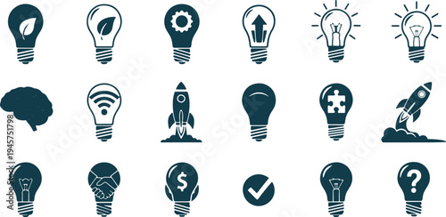 Creative icons representing innovation, ideas, and technological progress