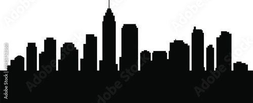City skyline silhouette design, urban vector art, metropolitan outline illustration, New York skyscraper graphic, architecture symbol, modern cityscape icon