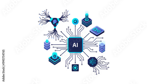 Artificial intelligence technology concept with circuit board.