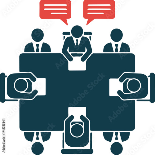 Business meeting with remote participants using video conferencing technology