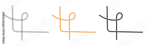 Rope Knot Symbol Design Illustration. Nautical Cord Knot Decorative Line Art.