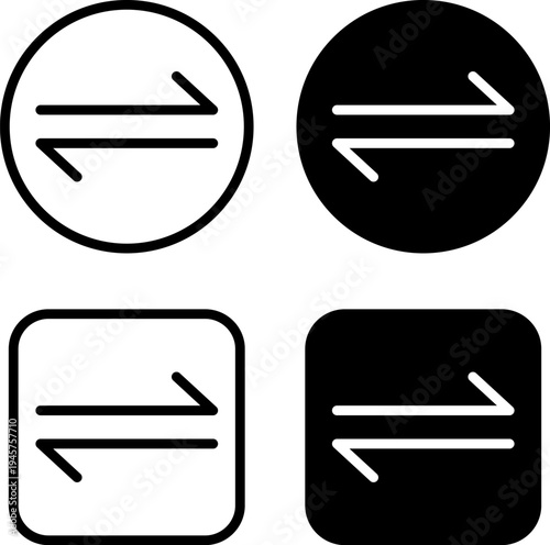 Four directional buttons in contrasting shapes and backgrounds for user interface design