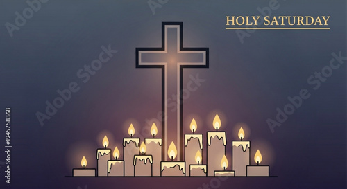 Holy saturday celebration with cross and candles easter vigil symbol christian tradition and faith