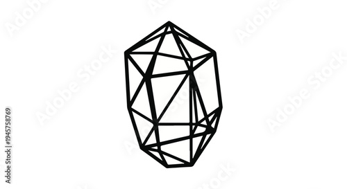 Futuristic Abstract Geometric Low Poly Crystal Symbol for Modern Design Projects