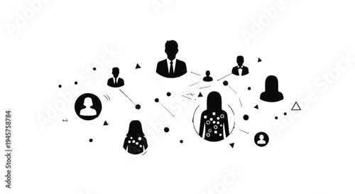 Network of connected people and users, human resources management concept