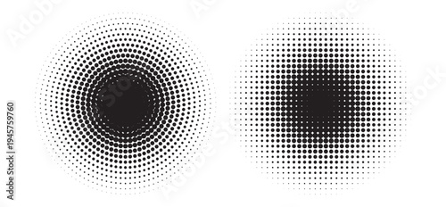 Circle dot frame. Circular border with effect halftone. Modern faded ring