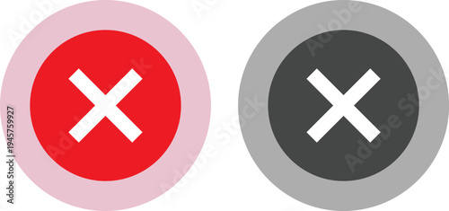 Contrast icons with crossed-out symbols on colored circular backgrounds