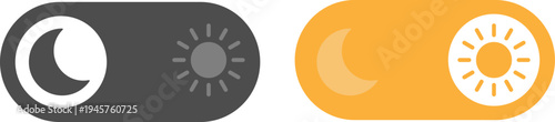 Toggle switches representing night and day modes with moon and sun icons