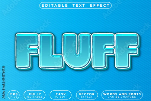  Fluff Blue Soft Vector Fully Editable Smart Object Text Effect