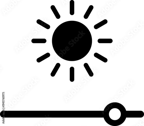 Bright sun icon paired with a brightness control slider