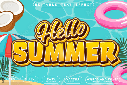  Hello Summer Happy Summer Vector Fully Editable Smart Object Text Effect