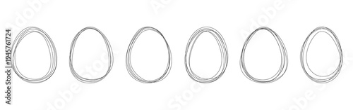 Easter eggs continuous line vector illustration, minimalist one line egg collection with simple outline shapes, modern Easter egg design element set for poster, banner, branding, web and print