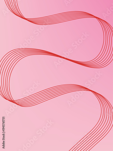 Pink and Red Wavy Lines Gradient Poster Background for Minimalist Branding. Vector Illustration Modern Cover Design.