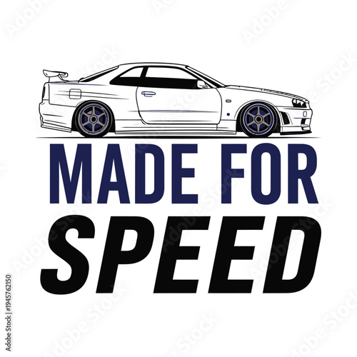 Speedster car illustration with bold typography and dynamic design tshirt design
