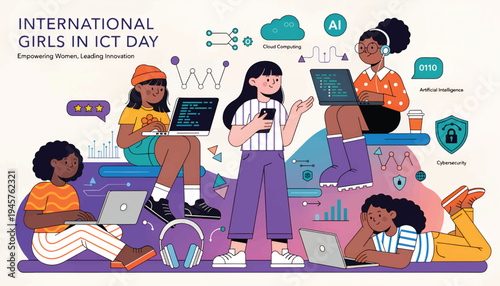 International Girls in ICT Day Women in Technology AI Cloud Cybersecurity Data Innovation.eps