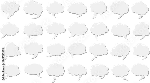 Comic speech bubbles collection with cloud dialog shapes and chat balloons, cartoon conversation elements vector illustration set for messaging and comics