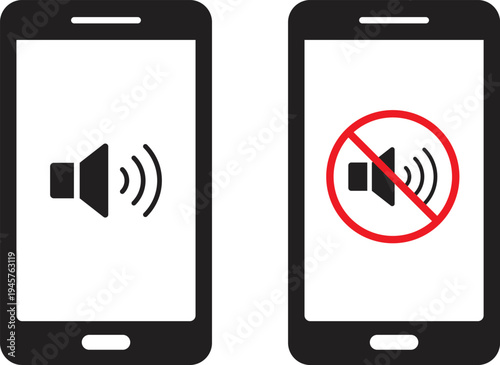 Icons indicating allowed and prohibited phone audio functions on mobile devices