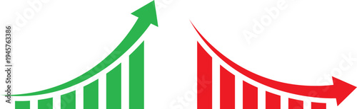 Contrasting upward and downward growth trends in bar graph visualizations