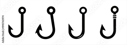 Fishing Hook Icons Collection for Fishing and Outdoor Activities