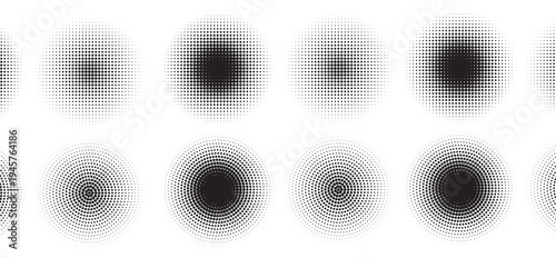 Circle dot frame. Circular border with effect halftone. Modern faded ring