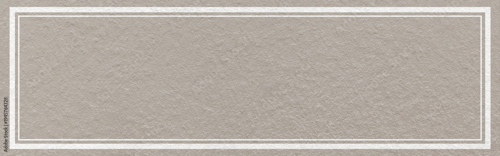 Fototapeta premium Cool beige textured paper background with white double frame border and copy space for website header banner template
