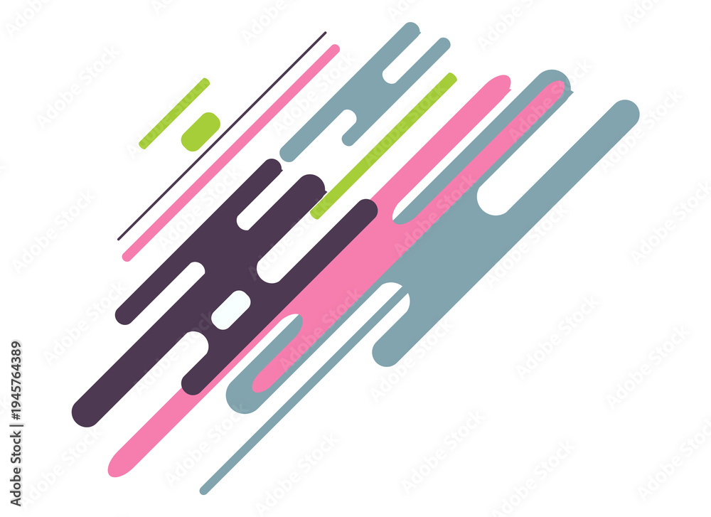 Obraz premium Colorful abstract geometric shapes and lines on white background transparent background