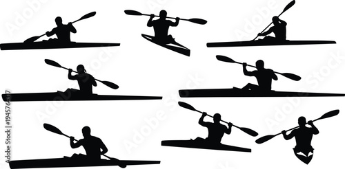 sport fishing boat silhouettes, anglers catching fish on lake, outdoor fishing activity, bass boat recreation, fisherman vector collection set