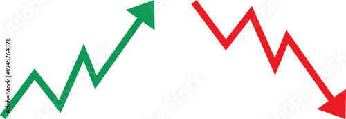 Contrasting upward and downward trends in a graphical representation