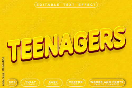  Teenagers Youth Friends Party Energy Lifestyle Vector Fully Editable Smart Object Text Effect