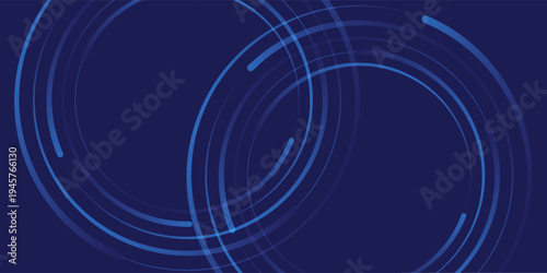 Circle gradient dark blue technology background. Geometric shapes radial connections