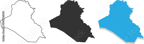 Geographical representation of iraq with different map styles