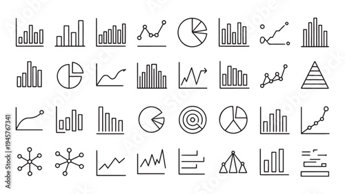 Data visualization and chart icons