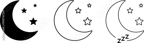 Three moon phases accompanied by stars and a sleeping figure