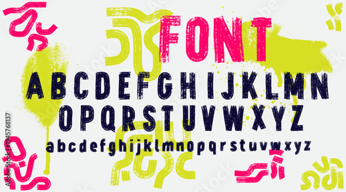 Grunge letters, font, distressed black alphabet. Ink dirty texture vector letters. Retro typeface. Set of stencil graffiti. Bold brush drawn vector typography. Black grunge scratch type font.