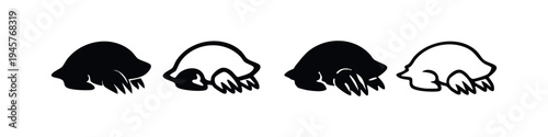 Anteater Silhouette and Outline Icon Set (Side View)