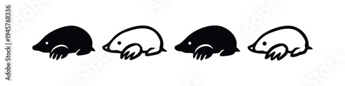 Mole Animal Icon Collection: Black and White Minimal Vector Illustrations