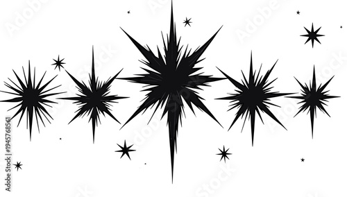 A graphic illustration of black explosion effects on a white background, conveying a sense of energy and action.
