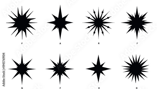 A bold, black explosion graphic symbol on a white background, conveying energy and dynamism, ideal for use in designs needing a striking visual effect