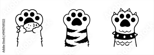 Whimsical cartoon cat paw illustrations playful animal feet in various styles