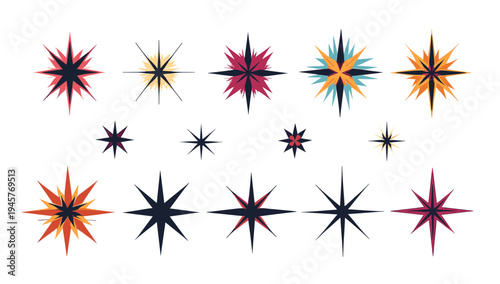 A colorful starburst graphic with a white background, conveying energy and dynamism, perfect for designs needing a pop of creativity.