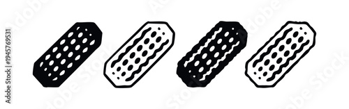 Textured Dog Bone or Pet Treat Icon Set - Animal Snack or Toy Symbol