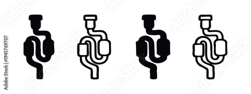 Hand Drawn Human Intestines Icon Set - Doodle Style Digestive System and Gastrointestinal Tract Vector Illustrations