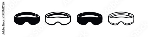 Hand Drawn Safety Goggles Icon Set - Doodle Style Protective Eyewear and Eye Mask Vector Illustrations
