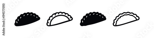 Stylized Dumpling and Empanada Angled Icon Set