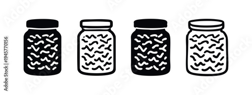 Black Jar with Irregular Sprinkles Icon Set