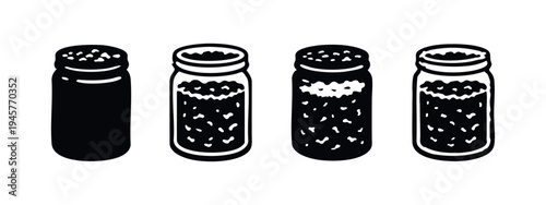 Salt or Pepper Shaker Bottle Icons Set.