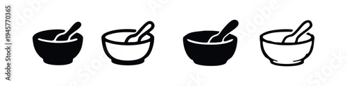 Classic Mortar and Pestle Icons for Culinary Use.