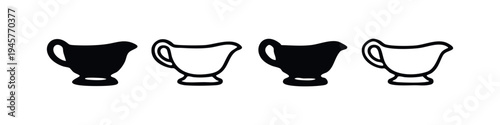 Gravy Boat or Sauce Jug Icons Set.