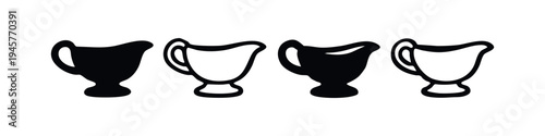 Elegant Gravy Boat and Sauce Pitcher Icons.