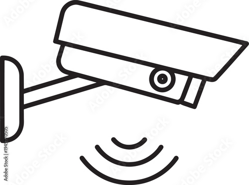 Minimal black and white security camera with wireless signal